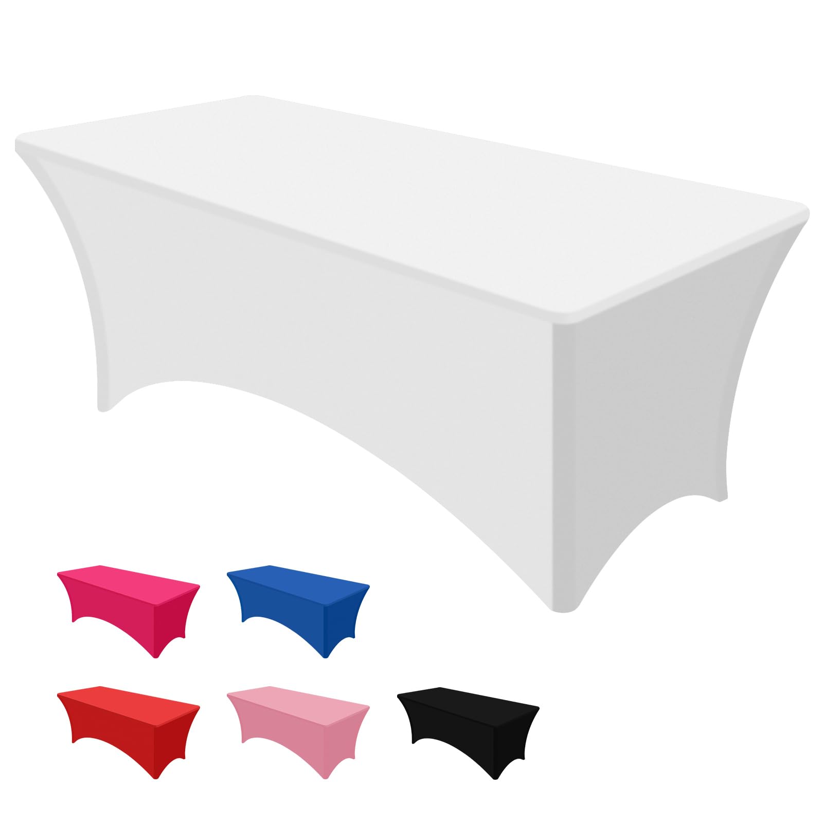 Nappe Rectangulaire Noire Extensible 6FT - Élastique En Spandex, Lavable Pour Mariage, Anniversaire Et Événements