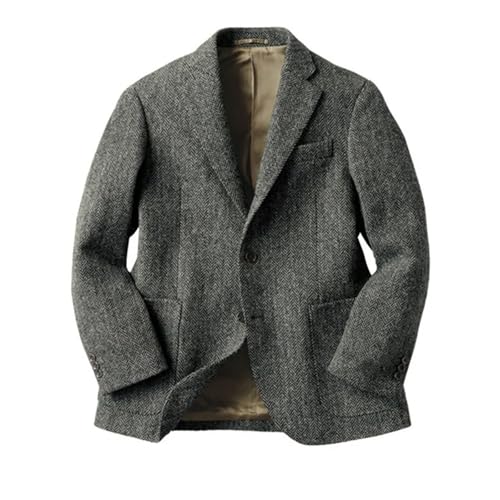 Men's Wool Herringbone Suit British Khaki Business Casual Suits Coats2
