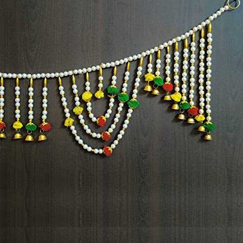 Image of Handmade Door Hanging Round Moti Style Bandarwal Toran (TMR-09) -Diwali New Year Inauguration Wedding Festival Home Decor Pooja (40 Inch X 6 Inch)