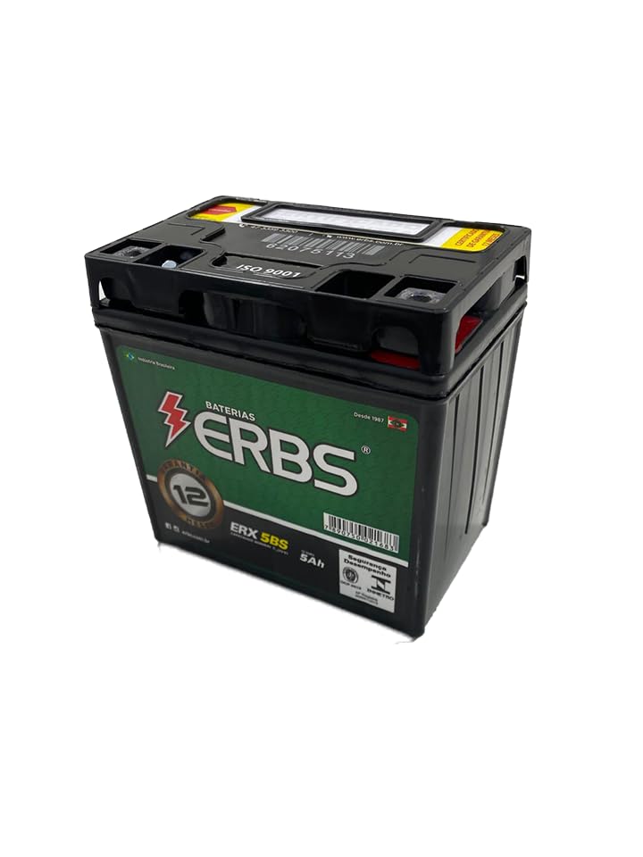 Bateria AGM SELADA ERBS de 5Ah para Titan 150 / Titan 160 / BIZ/POP/Cargo, Premium, 12V (Preto)