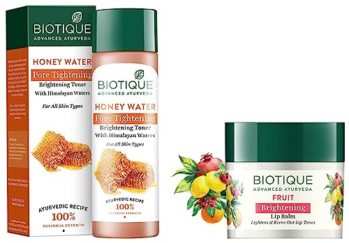 Image of Biotique Bio Fruit Whitening Lip Balm, 12g And Biotique Bio Honey Water Clarifying Toner, 120ml