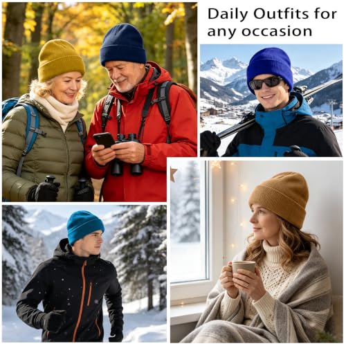 Image of ZOORON Beanie for Women Men Ski Watch Cap Cuffed Plain Skull Knit Hat Soft Fisherman Winter Hat