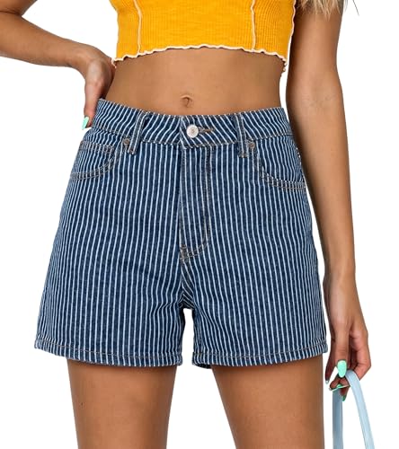 Image of onlypuff Women Denim Shorts Ripped Mid Waisted Jean Shorts with Pockets