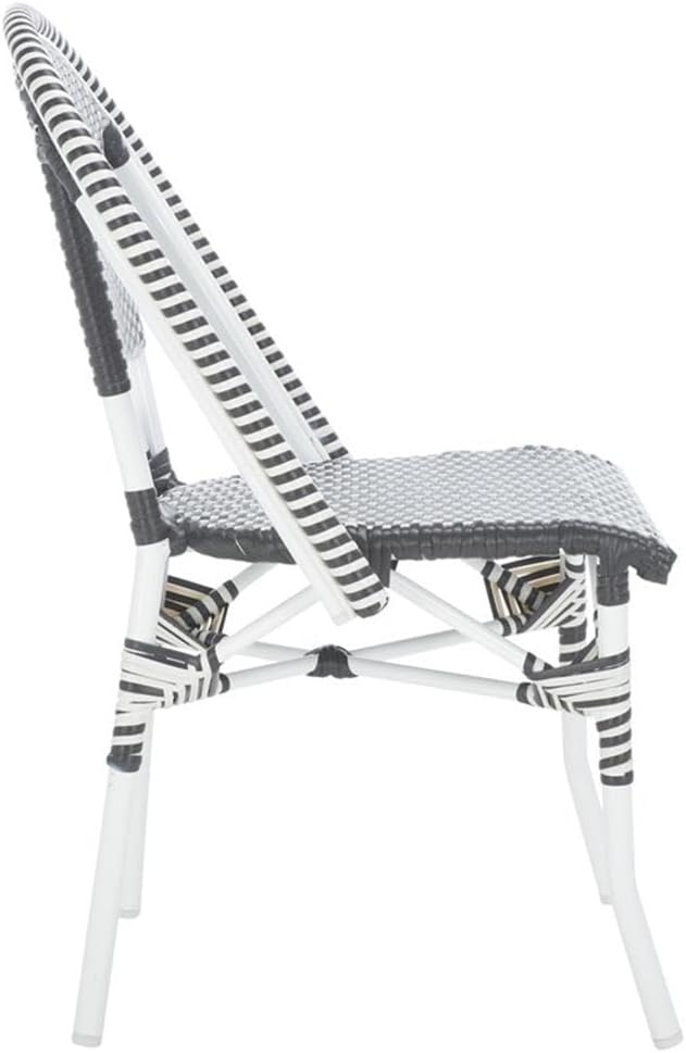 Pemberly Row Aluminum Side Chair Set of 2 with Cushions, Gray Frame and White Seats, Weather-Resistant Powder-Coated Finish, Lightweight Modern Design, 21.3 x 19.7 x 32.7 in, Indoor/Outdoor Patio