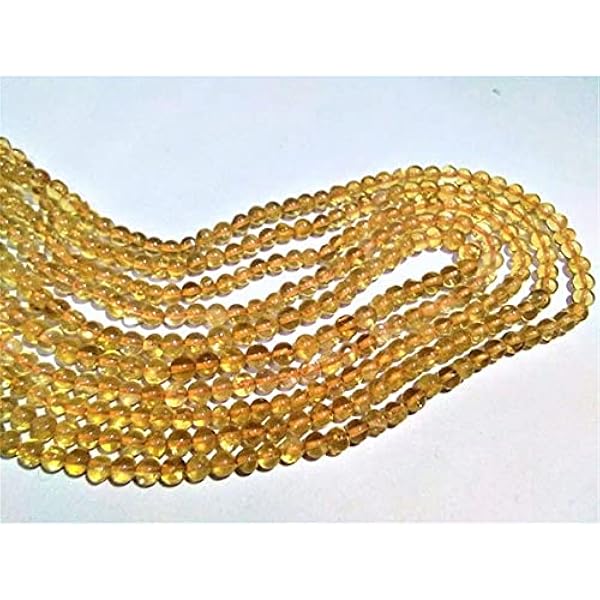 LKBEADS Natural Citrine 4-5mm plain Round beads , citrine plain Round loose gemstone Round beads necklace jewellery 13" Inch strand