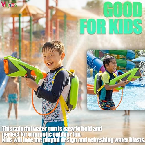 Image of VikriDa Backpack Electric Water Gun with Rechargeable Battery 1350ml Large Capacity Tank Up to 40ft Long Range Powerful Water Blaster for Kids Summer Toy for Beach,Poolside Splash Play & Water Games