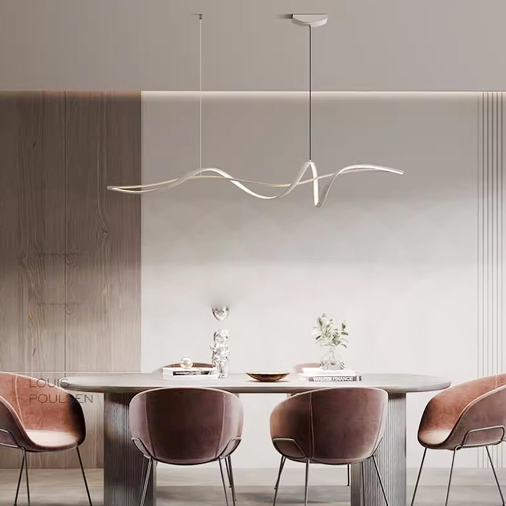 Pendelleuchte Esstischlampe LED Dimmbare 120CM Hängelampe Moderne Spirale Design Pendellampe Esszimmerlampe Höhenverstellbarer Küchenlampe für Küche Büro Wohnzimmer Bar Pendelleuchte (Weiß, L120CM)