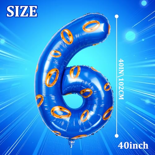 Image of Number 40 Inch Blue and Gold Ring Balloon Birthday Number Decoration Aluminum Film Balloon Suitable for Boys and Girls Blue Theme Party Cartoon Party Decoration Supplies (6)