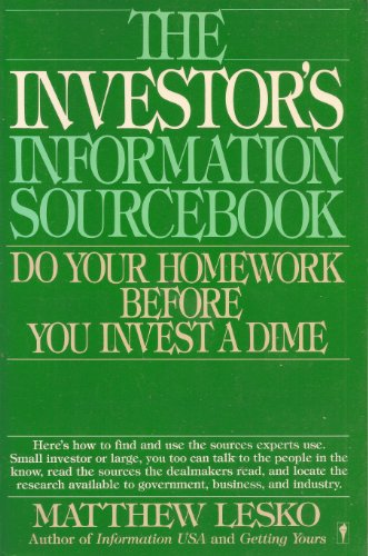 The Investor's Information Sourcebook 0060962372 Book Cover