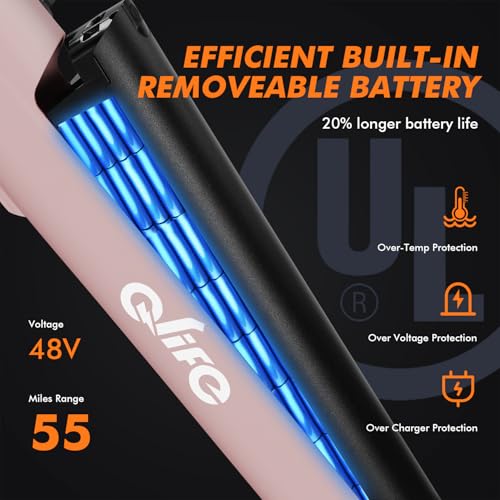 Image of Qlife Cityone Electric Bike for Adults & Teens, Step-Through Commuter Ebike, 1000W Peak Motor, 55-Mile Range, 48V Removable Battery, 26-Inch City Tires, 7-Speed, Up to 20+ MPH