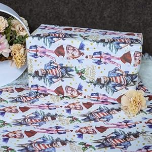 Lucky Radish Funny Trump Christmas Wrapping Paper, Trump Wrapping Paper, President Gift Wrap for Christmas 27.5”x35.4” (White)