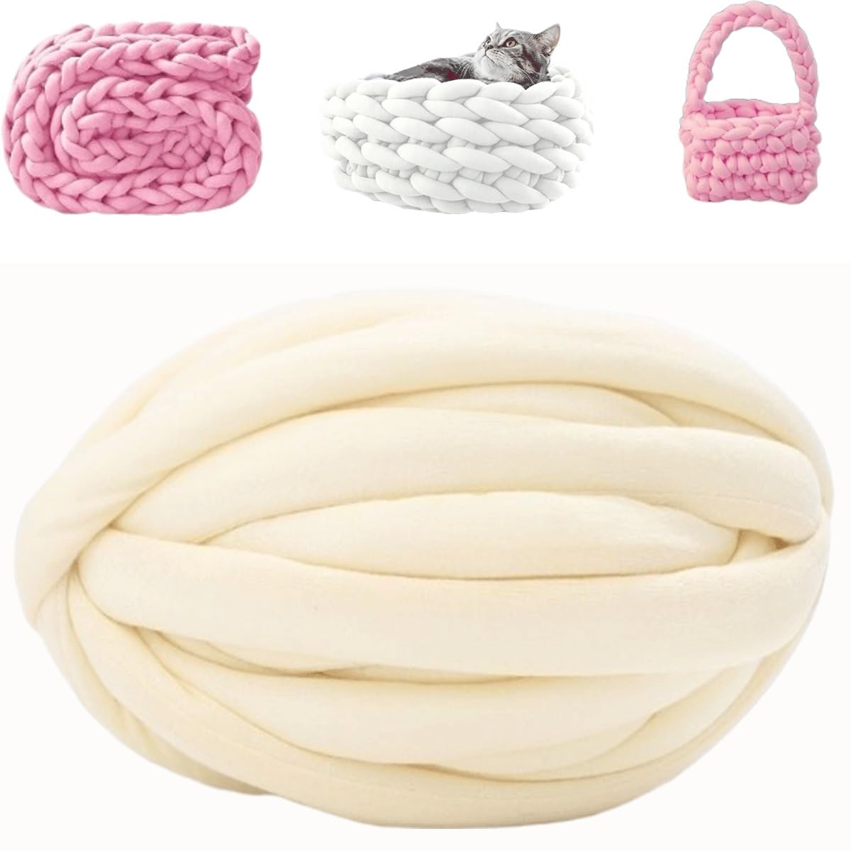 Włóczka szydełkowa, Włóczka dziewiarska na ramię 250 g × 1,2,5,10 Gruba przędza szydełko Miękka, gruba Nadający się do prania koc Przędza kocyk kanapę z funkcją spania(R13,5 roll(1250g))