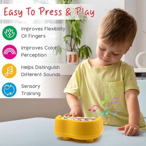 Image of ToyBharat 2-in-1 Musical Xylophone and Piano Keyboard | Interactive Musical Toy with 5 Keys and 2 Mallets | Educational Toddler Instrument for Early Learning | Fun Sounds and Vibrant Colors