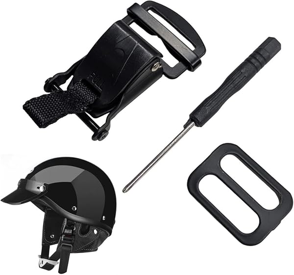 リタプロショップ® オートバイ ヘルメット用 Ⅾリング クイックリリース バックル あご紐 着脱 取り外し簡単 バイク (ブラック) - 1