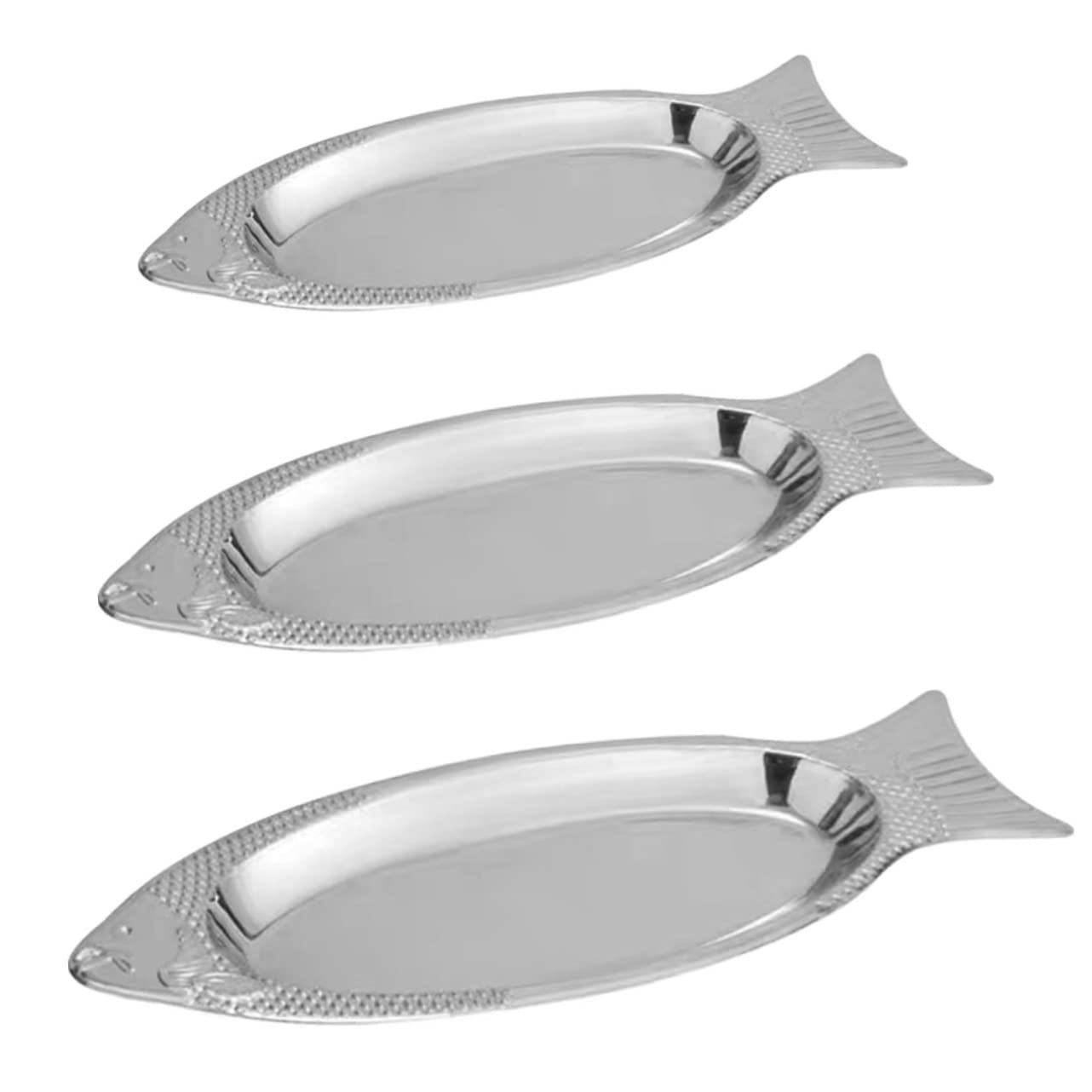 MUCKLILY 3Pcs Fish Serving Plates Convenient Food Storage Trays for Steamed Fish Unique Fish Shaped Design and for Daily Use
