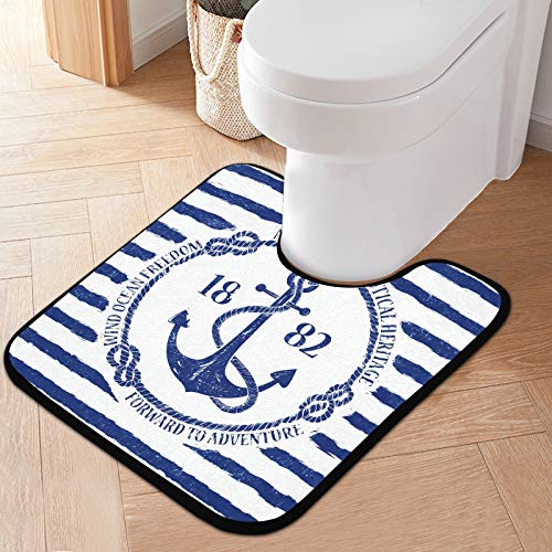 Mnsruu Anchor Badteppich-Set, 2-teilig, rutschfest, saugfähig, 39,8 x 59,9 cm, U-förmiger WC-Vorleger – Bild 6