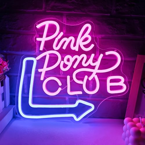 Pink P Club Neon Cowgirl Sign for Wall Decor, Dimmable LED Pony Club Neon Lights for Bedroom, Party, Pub,Bar,Birthday,Christmas Gifts