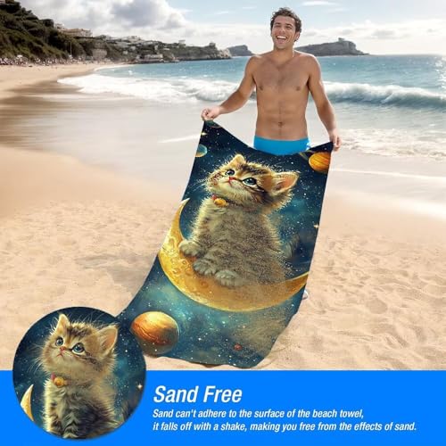 Toalla de playa grande Moon Cat ideal para un regalo de mujer original 3