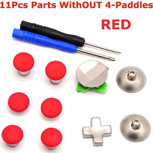 CtrlDepot 11-in-1 Replacement Parts for Xbox one Controller Parts Set Swap Thumbsticks for Xbox one Elite Controller Accessories (Red)
