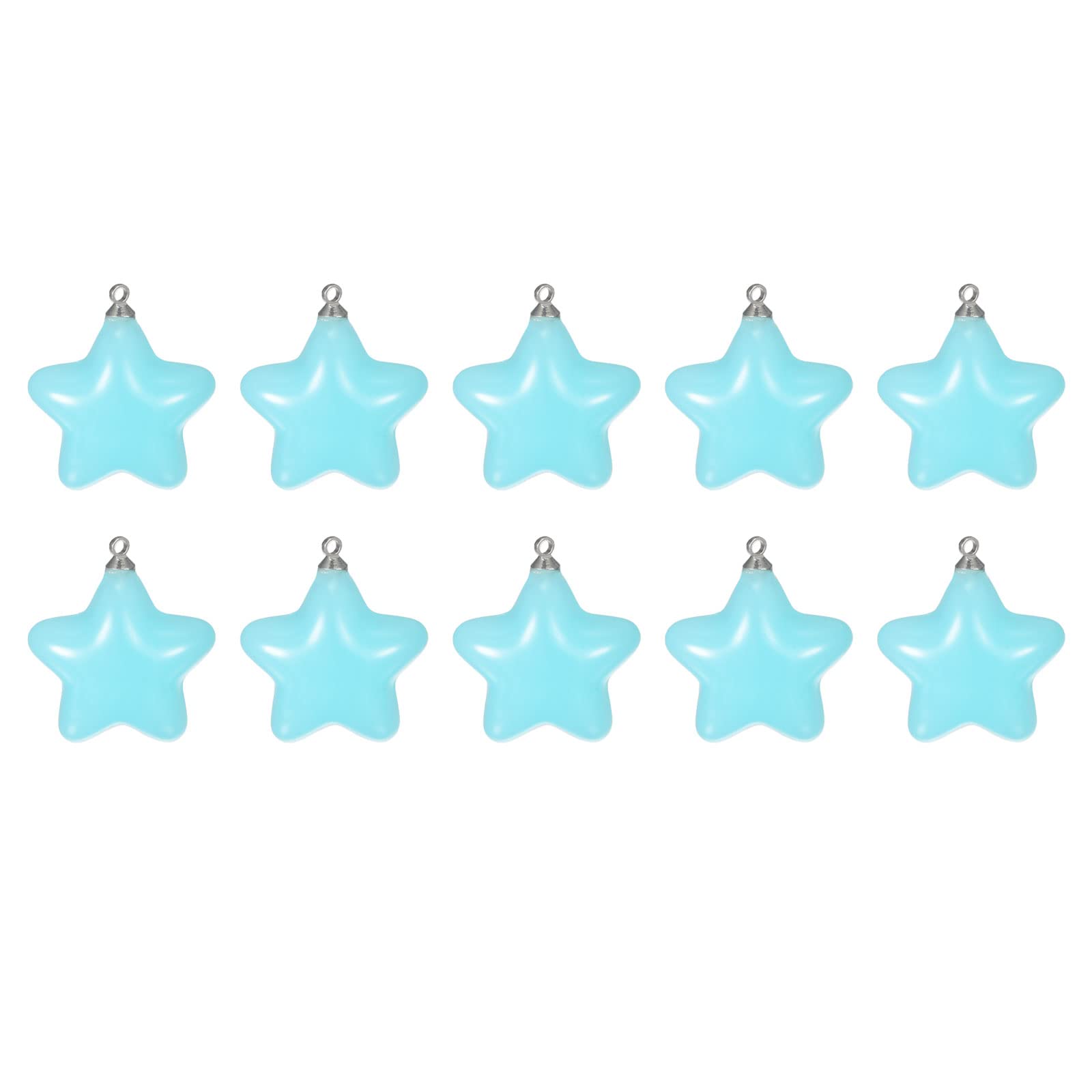 sourcing map Star Pendants Charm, 10Pcs 26mm Acrylic Bead Pendants with Loop for Bracelet Jewelry Making DIY Handicrafts, Acid Blue