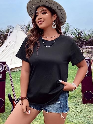 WDIRARA Women's Plus Size Criss Cross Ripped Open Back T Shirt Short Sleeve Backless Tee Top2