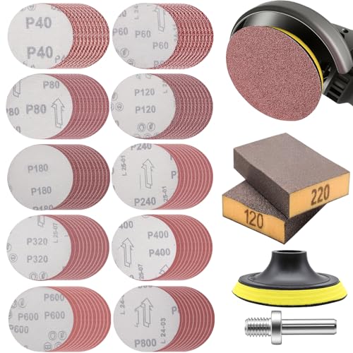 Image of 102PCS 40-800 Grits Angle Grinder Sanding Disc and Blocks 4 Inch Upgraded Hook and Loop Backing Pad (3 /8-16 Threads) and 8MM Drill Adapter with 120 /220 Sanding Blocks for Wood Metal Polishing