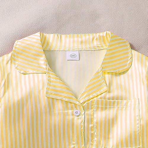 Teen Boys Girls Satin 𝐏a𝐣ama Set Striped Long Sleeve 𝗦ilk 𝐏a𝐣amas 2 Piece 𝐋oun𝐠ewear Button-Down 𝐏𝐉𝘀 𝐒lee𝐩wear3
