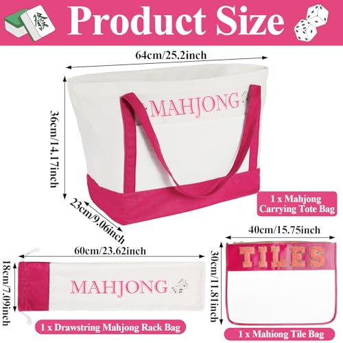 Set 3 Bolsas Vacías para Mahjong en Tela Lona miniatura 2