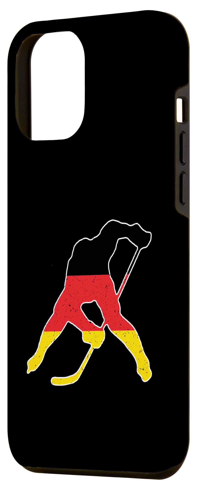 iPhone 14 Pro Max Vintage Germany Flag In German Hockey Player Silhouette Case - Image 2