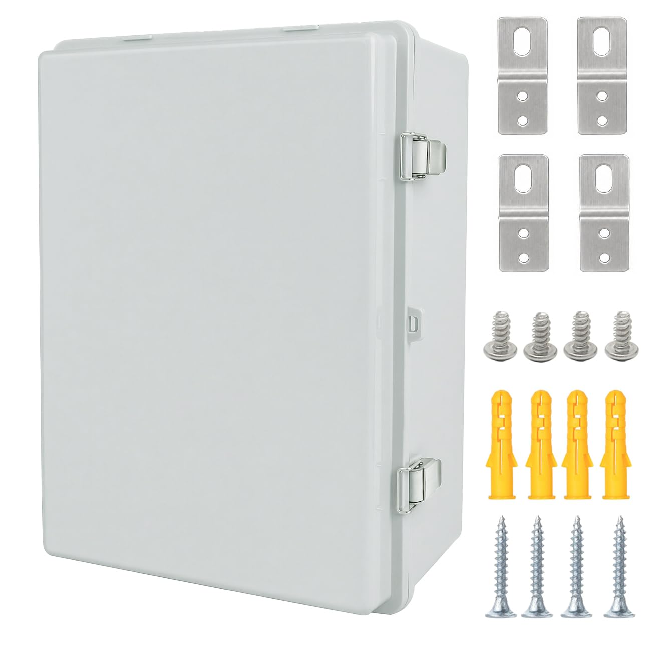 Junction Box,IP67 Waterproof Electrical Box Hinged Clear Cover Stainless Steel Latch Project Box Enclosure with Mounting Plate & Wall Bracket, Black 11.8 x 7.9 x 6.7inch(300x200x170mm) — Amazon image 23