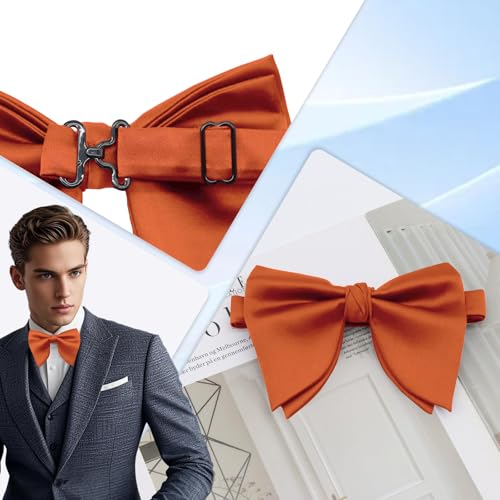 Image of Luckyvestir Oversized Bow Ties for Men, Pre Tied Clip on Men's Black Bowtie for Wedding Tuxedo Banquets Formal Wear