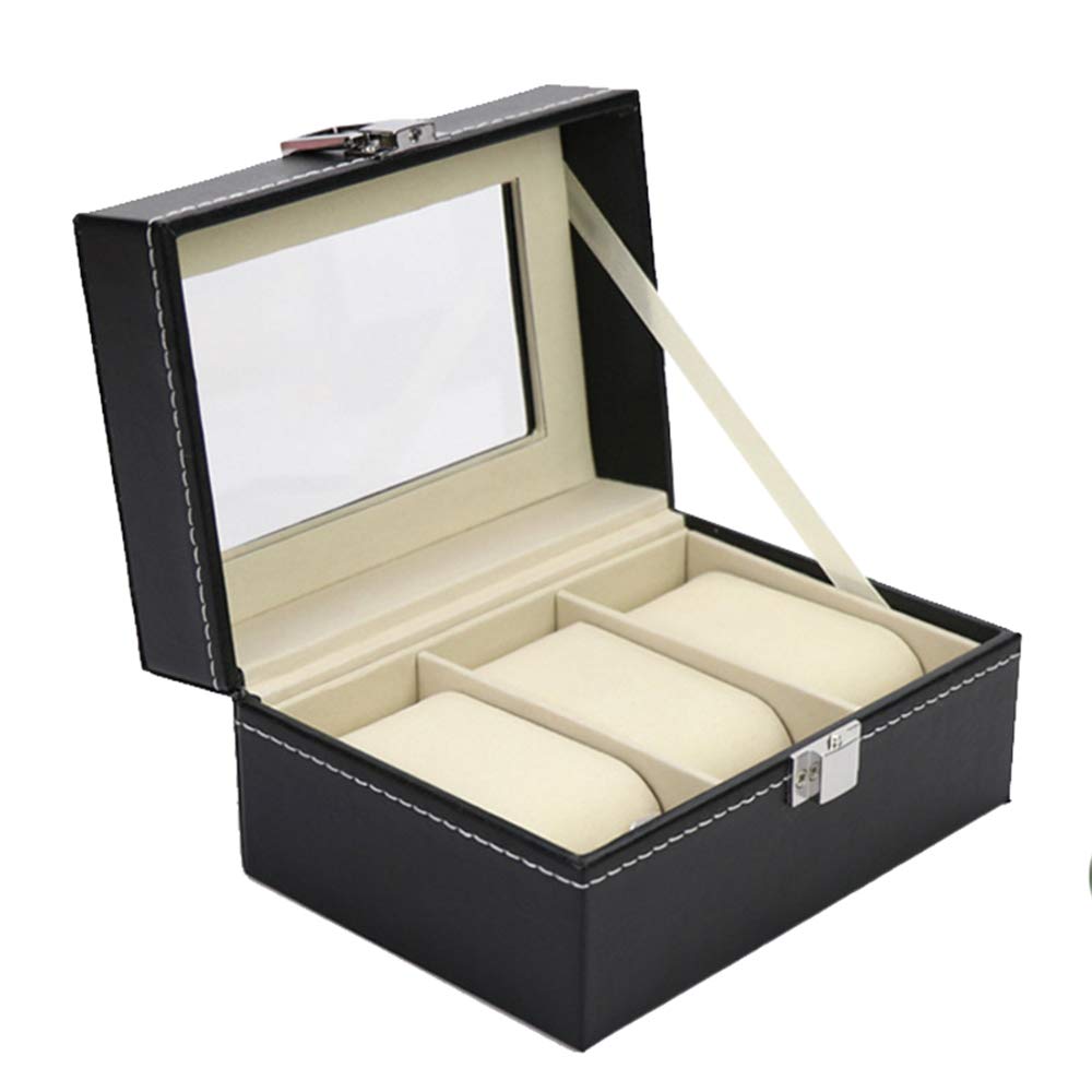 FJROnline 2/3/6-Slot Watch Box Watch Display Box Watch Case Wristwatches Jewellery Bracelet Storage Box,3 Sizes (B)