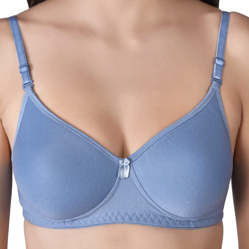 Image of Women's Cotton Lightly Padded Full Cup Cup Non-Wired T-Shirt Bra Combo Pack of 2