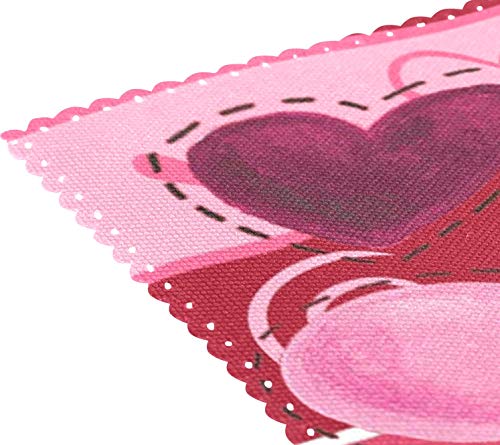 Wamika Vintage Stripes Love Hearts Placemats Valentine's Day Flowers Table Mats Non-Slip Washable Heat Resistant Place Mats For Kitchen Dining Decor Tray Mat 12" X 18" Set Of 6 #TOP3