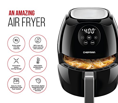 image for Chefman Digital 3.6 Quart Touch Screen Air Fryer Oven w/ Space Saving 
