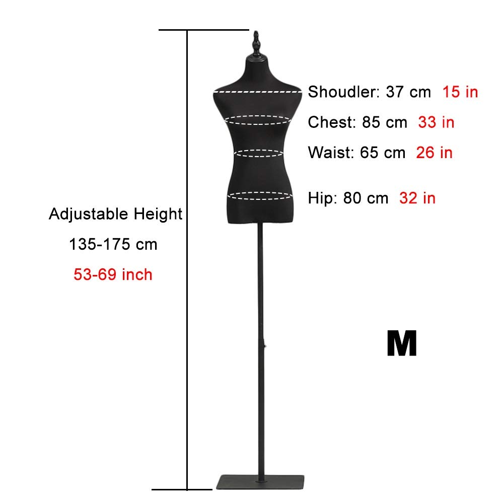 Amazon.co.jp: 黒ドレスフォーム女性マネキントルソー、金属製スクエア