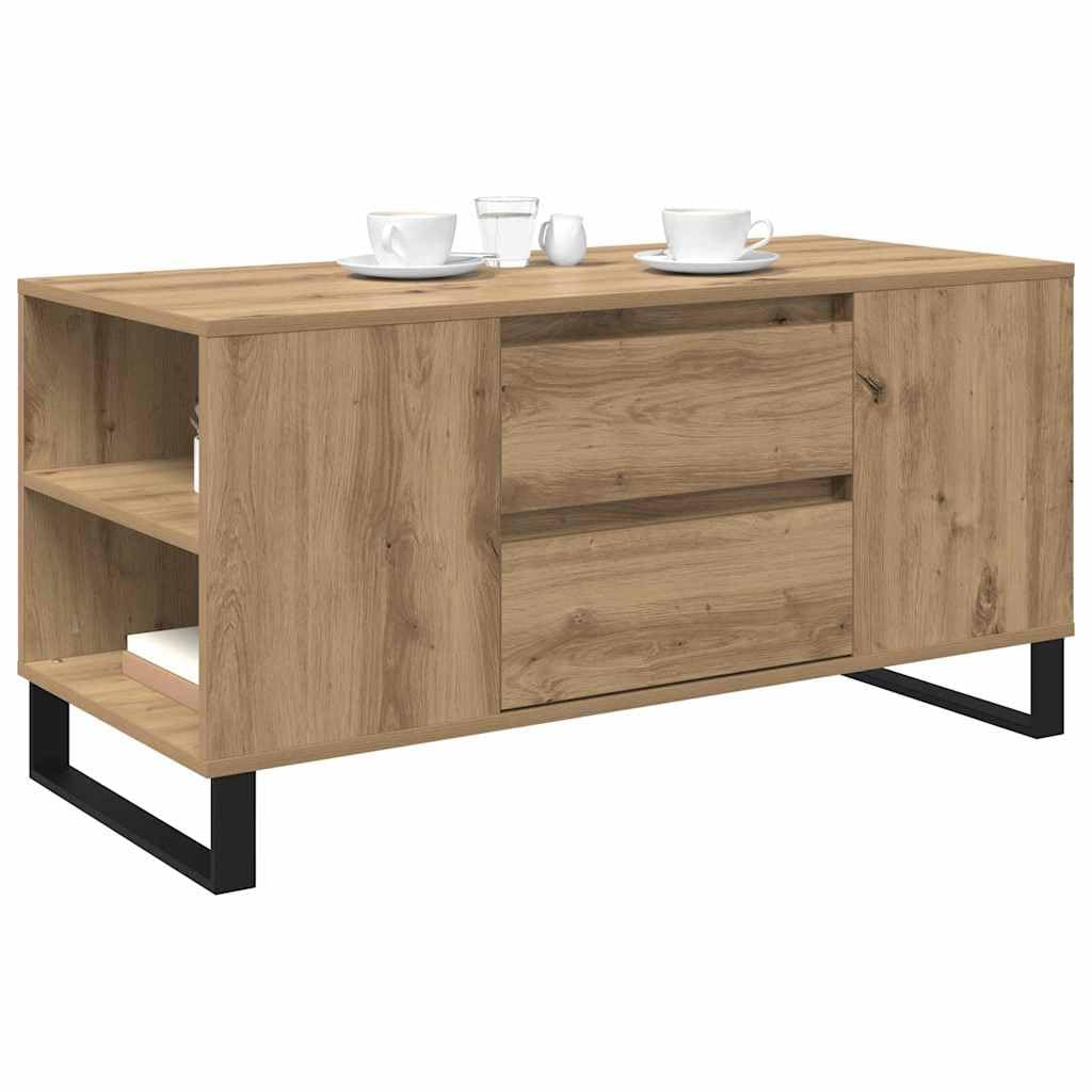 Mesa de centro de roble Artisan, 102 x 44,5 x 50 cm, material de madera, estructura de madera robusta, diseño moderno, estantería que ahorra espacio para pequeñas salas de estar, balcones y