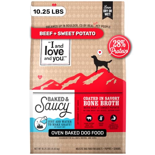 Image of I AND LOVE AND YOU Baked and Saucy Dry Dog Food - Beef + Sweet Potato - Prebiotic + Probiotic, Real Meat, Grain Free, No Fillers, 10.25lb Bag