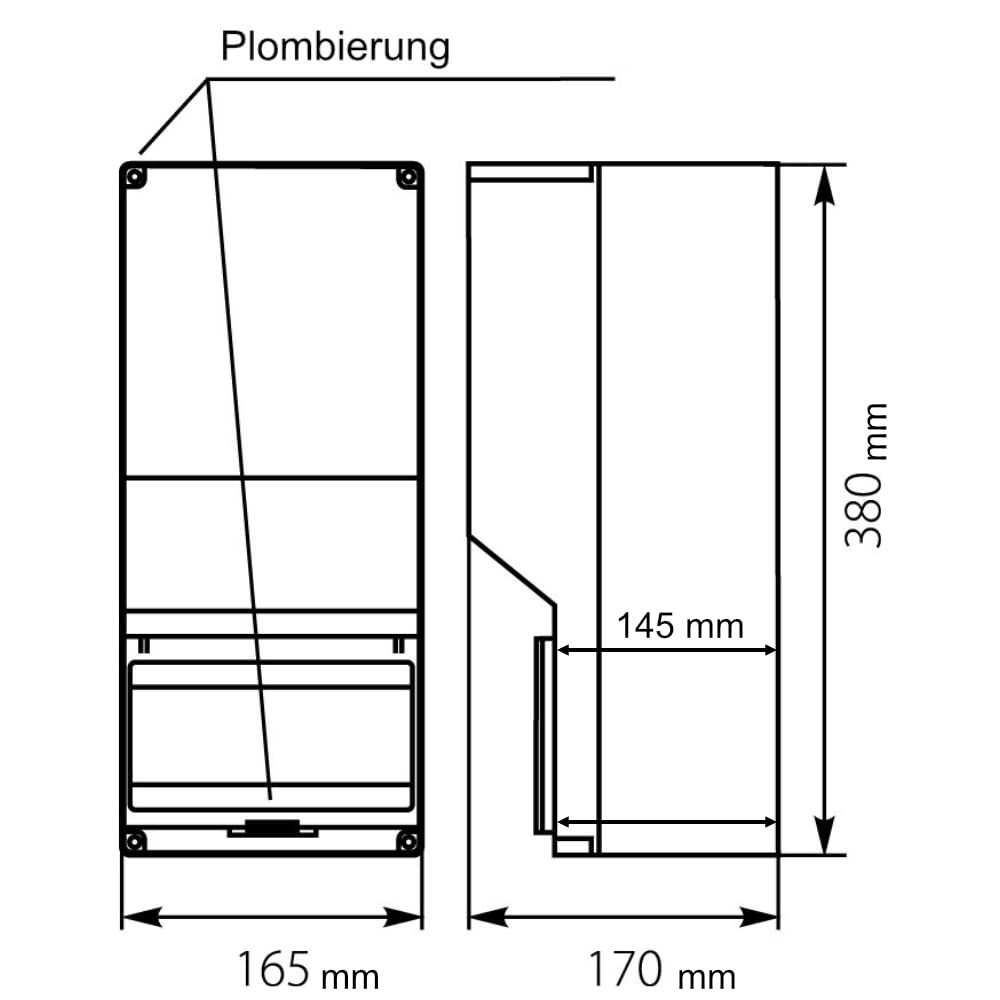 Zählergehäuse OZP-1 IP65 38.03 Zählerbrett Zählertafel für 1Phasige Zähler geeignet 8758