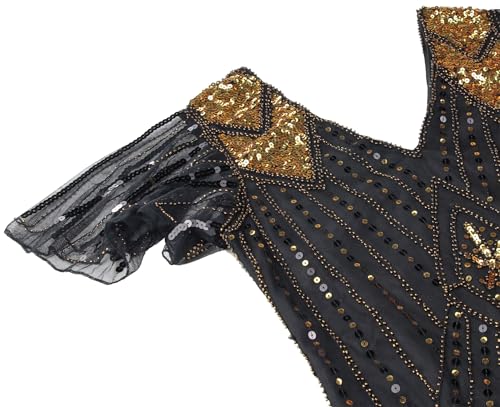 Image of Women 1920s Gatsby Vintage Sequin Flapper Fringe Party Plus Dress with 20s Accessories Set