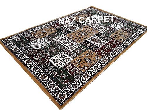 Image of Kashmiri Traditional Woollen Carpet with Advanced 1 Inch Thickness & Classical Look 90x160cm (3x5 Feet) Color Gold