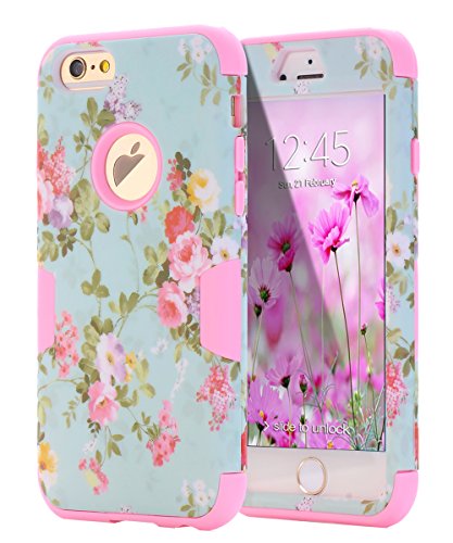 TOPSKY Compatible with iPhone 6 Case, iPhone 6s Case Flower, Three Layer Heavy Duty Armor Defender High Impact Resistant Hybrid Protective Cover Case for iPhone 6/6s (Only for 4.7