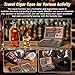 TISFA Cigar Humidor and Cigar Lighter Set, Portable Cigar Travel Case with Multifunctional Lighter, Includes Cigar V Cutter, Cigar Holder, Leather Humidor Cigar Box Cigar Gifts for Men (Stone Gray)
