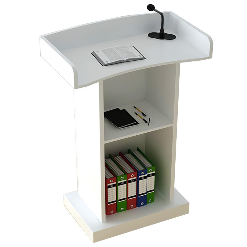 DUANHOZ Wooden Lectern Podium Stand with Drawer for Conference Auditorium Church Speaker Stand Floor Standing Podiums Reception Desk