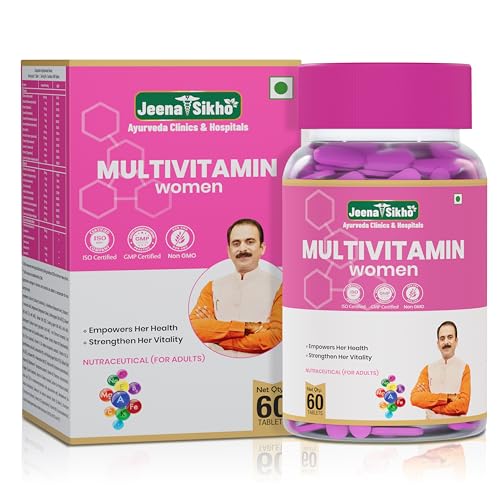 Image of Jeena Sikho Multivitamin for Women | Daily Nutritional Support with Vitamin A, B-Complex, C, D, Folic Acid, Calcium, Iron, Magnesium, Zinc & Copper | Women's Daily Wellness Supplement | 60 Tablets, Pack of 1