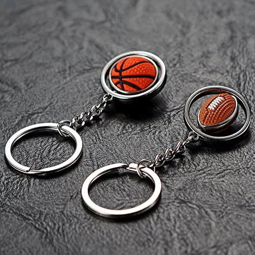 Foximeng Keychain For Men Keychain Ring Football Basketball Rugby Baseball Zinc Alloy Durable Keychains - 2 Pcs (Style 4) #TOP2
