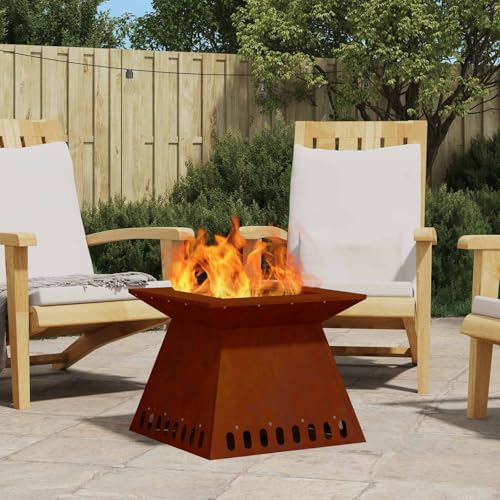 sephironlbb Brasero marrón de acero resistente a la intemperie, 48 x 48 x 40 cm, cuadrado para jardín, terraza y exterior, duradero y resistente al calor, ideal para calentar y reuniones acogedoras