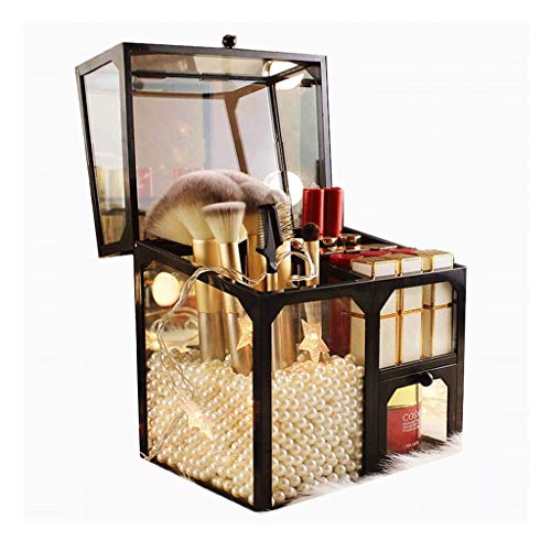 Preisvergleich Produktbild FFLJT Glas kosmetisches Aufbewahrungsbehälter Clamshell Staubdichtes Lippenstift Schönheit Make-up-Pinsel Eimer Finishing Desktop-Transparent-Rack (Color : B)