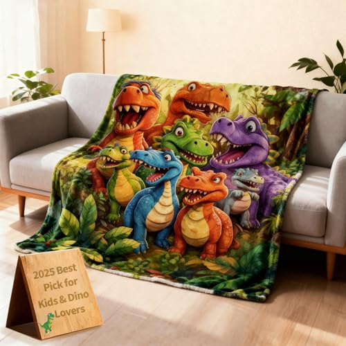 Dinosaur Blanket for Boys Girls 3D Print Dinosaur Throw Dino Blanket for Toddler Boys Kids Cute Smiling Dinosaurs HD Digital Print Flannel Ultra Soft Lightweight All Season (30x40)