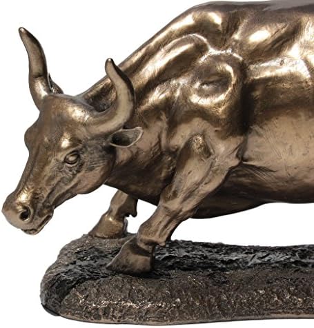 US 9.5 inch Figurine Replica Wall Street Bull Polished Bronzehued